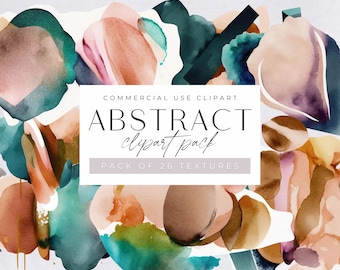 Abstract Clipart Pngs,  Modern Watercolor textures, jpeg, commercial use,  Abstract Bohemian Modern Collage Illustrations