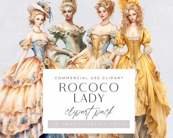 Rococo Ladies Clipart, Victorian Ladies, Junk Journal Clip Art, Victorian Fashion, Women in Vintage Dress, Boudoir Clipart, Commercial Use