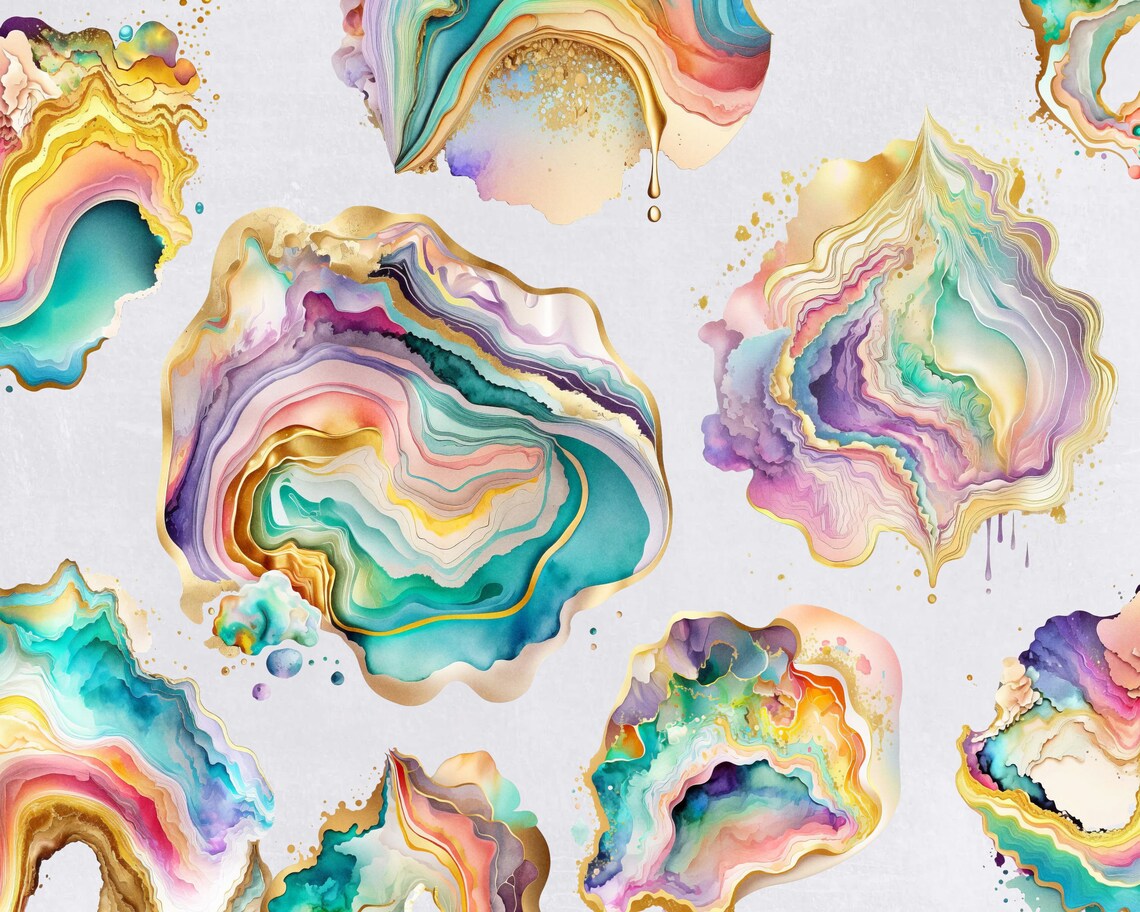Rainbow Alcohol Ink Png Clipart, Geode Transparent, Colorful ...