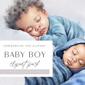 Swaddle Baby Clipart, Aquarela Black Boy Clipart, batismo ou batizado azul, recém-nascido, convite para chá de bebê, revelação de gênero, transparente png