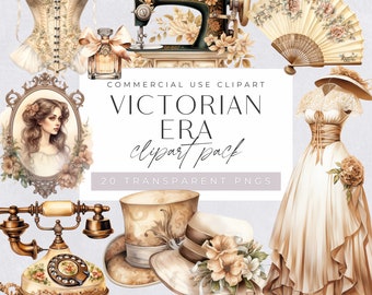 Viktorianische Ära Clipart, Vintage antike Objekte, Dame png, Hut, Möbel Illustration, Kleid Grafiken, Junk Journal Ephemera, kommerzielle Nutzung