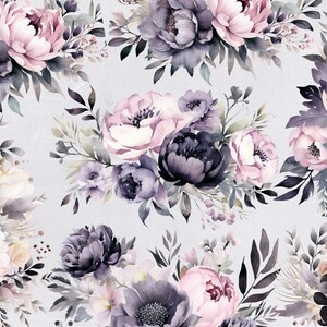 Dark Floral Clipart, Black and Pink flower Bouquet, Watercolor Clip art, commercial use, Transparent PNGs, Wedding Invitations, Invites image 5