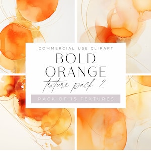 Watercolor Texture Digital Papers, JPEG, Bright and Colorful Orange Washes, Liquid Ink, Pastel Clipart, Backgrounds and Textures, Procreate