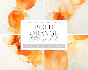 Peut inclure: Un ensemble de 15 textures numériques d'aquarelle avec des formes abstraites orange et dorées audacieuses. Les textures sont parfaites pour ajouter une touche de chaleur et de vivacité à vos designs.
