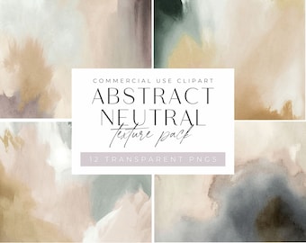 May include: An assortment of abstract neutral texture backgrounds in various colors, including beige, brown, and gray. The image includes the text "COMMERCIAL USE CLIPART ABSTRACT NEUTRAL Texture pack 12 TRANSPARENT PNGS".