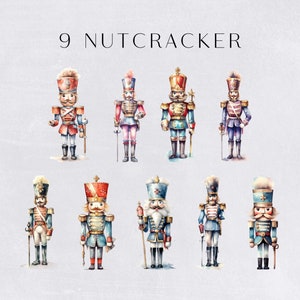Nutcracker Clipart, Christmas Clip Art, Watercolor Winter and Holiday Clip Art for commercial use, Transparent PNGs, Instant Download image 3