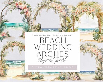 Beach Wedding Arches Clipart, Bride & Groom, Wedding Day Invitations, Wedding Timeline, commercial use, Arch Clip Art, Transparent PNGs,
