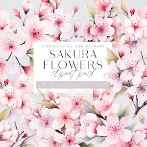 Sakurabloem png, kersenbloesem clipart, roze Japanse bloemen, aquarel landschap bloemen illustraties, lente IIlustrations, bruiloft graphics