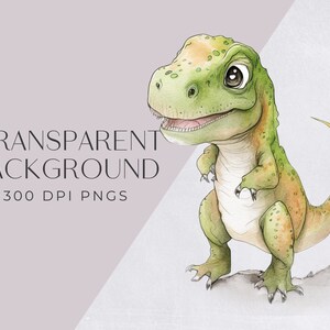 May include: A cartoon illustration of a green and yellow dinosaur with large eyes and a toothy grin. The dinosaur is standing on a rock with its tail curled up behind it.