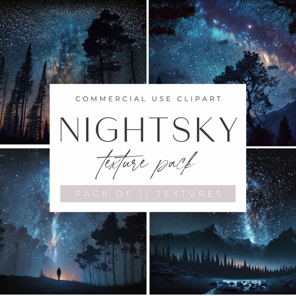 NightSky Texture Clipart, Night Sky Starry Backgrounds, Night Time Scenes, jpeg clipart, colorful illustration, Commercial Use