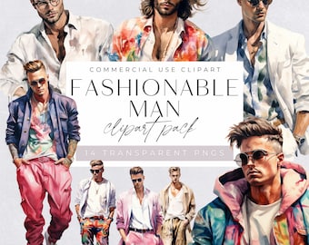 Fashionable Man Clipart, Casual Male Model Graphics, Boyfriend Illustrations, Fashion Men png, Cute Handsome & Young, Commercial Use