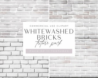 WhiteWashed Bricks Clipart, Brick Wall Backgrounds & Patterns, jpeg clipart, Grunge Texture, Building Brick Walls,