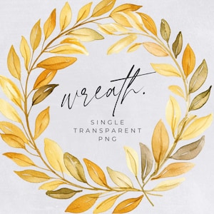 Autumn Wreath Clipart, SINGLE IMAGE, Fall Watercolor Wreaths, Half Wreath, Wedding Invitation Clip Art, Rustic Leaves, transparent png