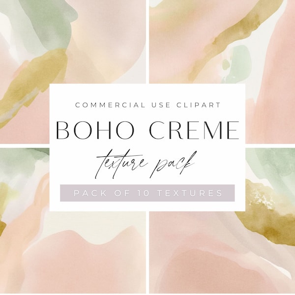 Boho Creme Watercolor Wash Clipart Pack, Dusty Pink & Grey Texture backgrounds, jpeg, commercial use, Neutral Aesthetic, Bohemian