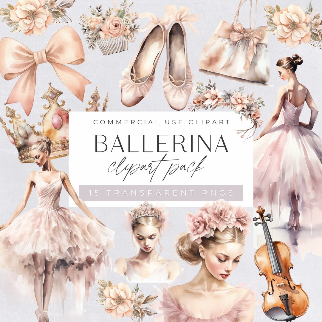 Pink Ballerina Watercolor Clipart, Swan Lake Graphics, Cute Ballet ...