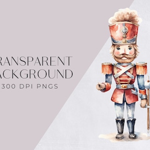 Nutcracker Clipart, Christmas Clip Art, Watercolor Winter and Holiday Clip Art for commercial use, Transparent PNGs, Instant Download image 2