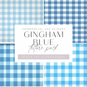 Clipart de textura azul e branca de guingão, fundos de padrão de verificação, clipart jpeg, uso comercial, papel digital de guingão pastel