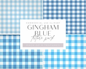 Gingham Blue and White Texture Clipart, Check Pattern Backgrounds, jpeg Clip Art, Commercial use, Pastel Gingham Digital Paper