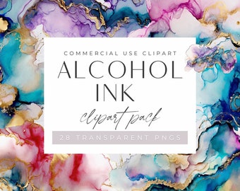 Alcoholinkt transparante png clipart, kleurrijke inktwervelingen met gouden rand, aquarelachtergrond, kleurrijke illustratie