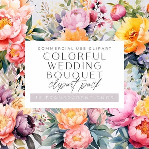 Bunter Hochzeitsstrauß Clipart, Aquarell Blumen, Sommerblumen, Einladungen, kommerzielle Nutzung, Rosa, Orange, Flieder Transparente PNGs,