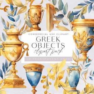 Aquarelle Clipart grec, Grèce Clip Art, Travel Clipart, Mythology Clipart, Goddess Graphics, Ancient, Medusa illustrations, Card Making