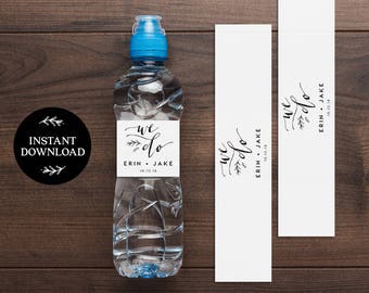 Wedding Water Bottle Label Editable pdf Template, INSTANT DOWNLOAD, Water Bottle Label Printable, Personalized Water Bottle - Lilly