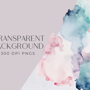 Gender Reveal Watercolor Washes Clipart, Pink and Blue Texture Backgrounds for commercial use, Transparent PNGs, Digital Download image 3