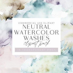 Neutral Watercolor Washes, Textures for backgrounds, jpeg, commercial use, watercolor shapes, watercolour splashes