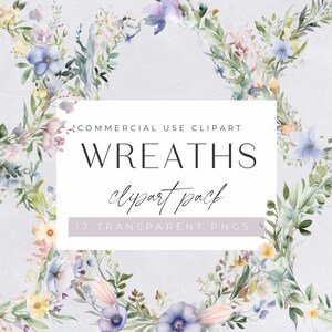 Wild Flower Wreath Clipart Bundle, Watercolor Garden clipart, Floral Wreaths, Delicate Flower, Wedding Invitation Clip Art, transparent png