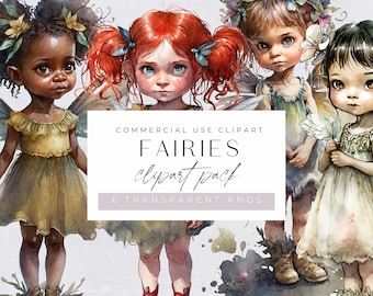Fairy Clipart Commercial Use, Magical Fairytale, Cute Enchanted Forest Fairies, Mystical and Fantasty Clip Art, Garden, Transparent PNGs,