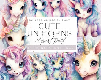 Pastell Aquarell Einhorn Clipart, Kawaii Clipart, Kinder Geburtstag Party Grafiken, süße Pegasus Clipart, Magie Fantasy png, Kinderzimmer Dekor