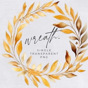 Autumn Wreath Clipart, SINGLE IMAGE, Fall Watercolor Wreaths, Half Wreath, Wedding Invitation Clip Art, Rustic Leaves, transparent png