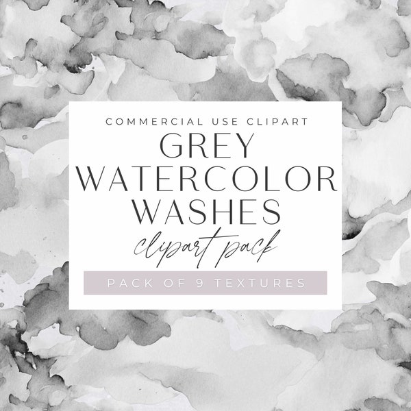 Grey Watercolor Washes Clipart Pack, Moody, Smoky Gray Texture backgrounds, jpeg, commercial use, Splashes & Shapes