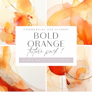 Watercolor Texture Digital Papers, JPEG, Bright and Colorful Orange Washes, Liquid Ink, Pastel Clipart, Backgrounds and Textures, Procreate