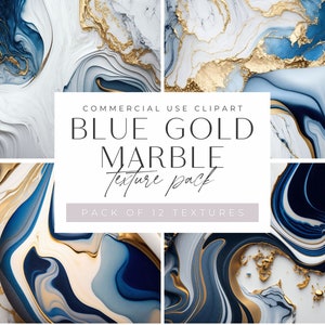 Blue and Gold Marble Texture Clipart, jpeg, Navy and Light Blue Backgrounds & Patterns, colorful illustration, Commercial Use