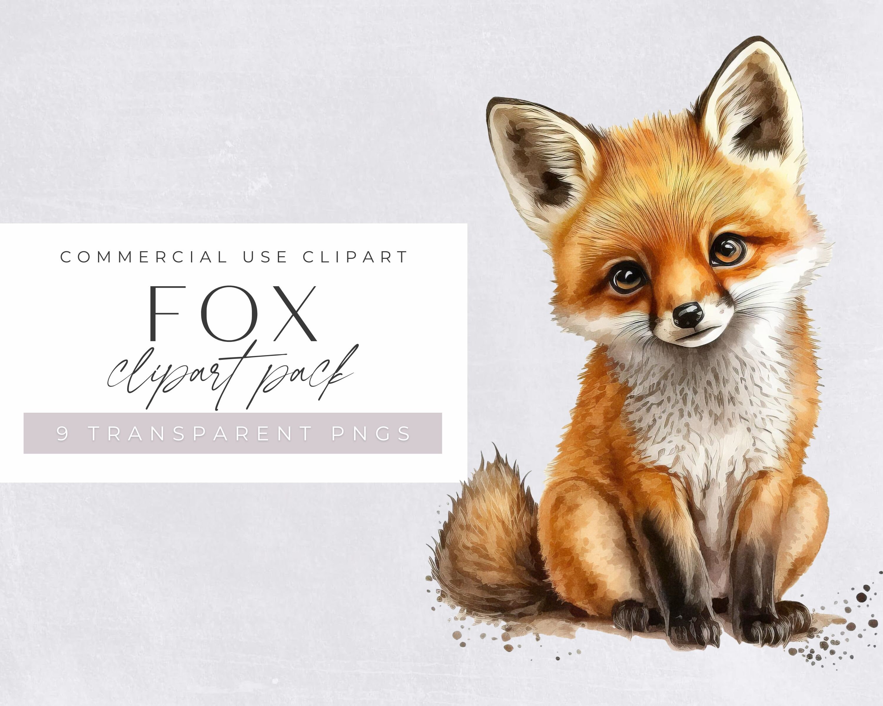 Cute Fox Watercolor Clipart Baby Animal Clip Art for - Etsy Canada