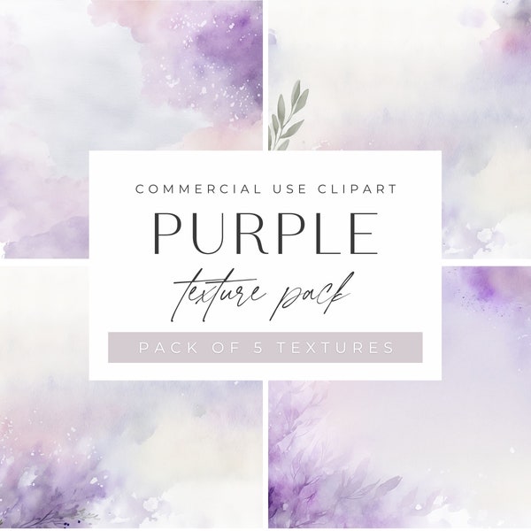 Lavendar Watercolor Colour Texture Pack, Purple Colors for backgrounds, jpeg, commercial use, Lilac watercolor washes,