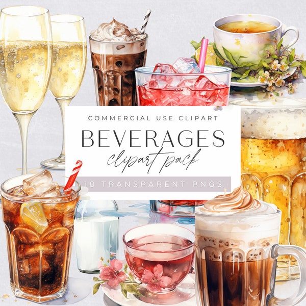 Beverages Clipart, Soft Drinks, Non Alcoholic Drink Clipart, Fruit Teas Graphics, Beer png, Glass of Wine, Soda Illustration, Milk bottle