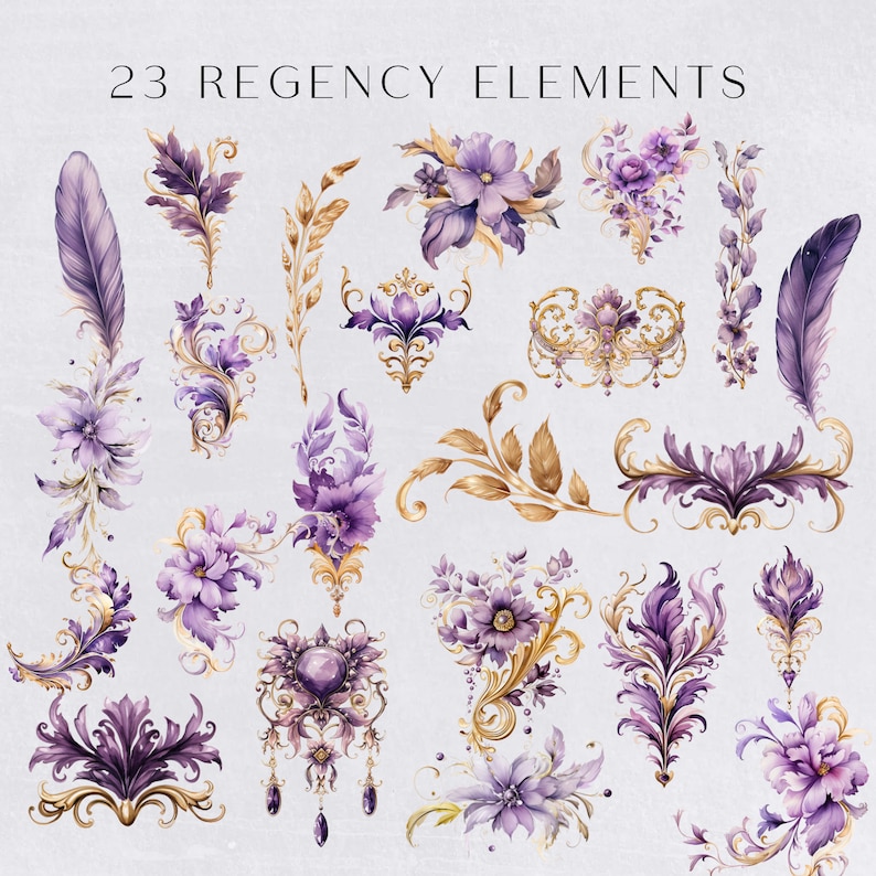 a set of watercolor flowers and feathers