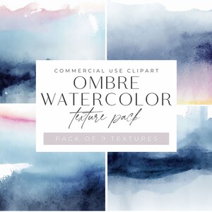 Könnte beinhalten: Ein Set aus neun digitalen Aquarelltexturen in Blautönen, Rosa und Weiß. Die Texturen eignen sich perfekt zum Erstellen von Hintergründen, Überlagerungen oder zum Hinzufügen eines Hauchs von Aquarell zu Ihren Designs.  COMMERCIAL USE CLIPART OMBRE WATERCOLOR texture pack PACK OF 9 TEXTURES