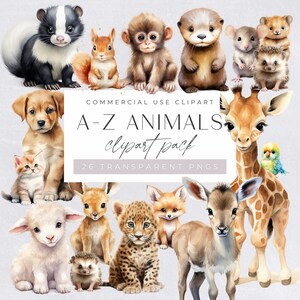 水彩動物園動物クリップアート、水彩動物ファミリークリップアート、ワイルドワンサファリグラフィック、ジャングル透明png、保育園の装飾壁アート
