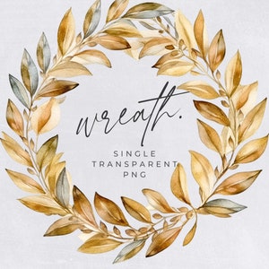 Autumn Wreath Clipart, SINGLE IMAGE, Fall Watercolor Wreaths, Half Wreath, Wedding Invitation Clip Art, Rustic Leaves, transparent png