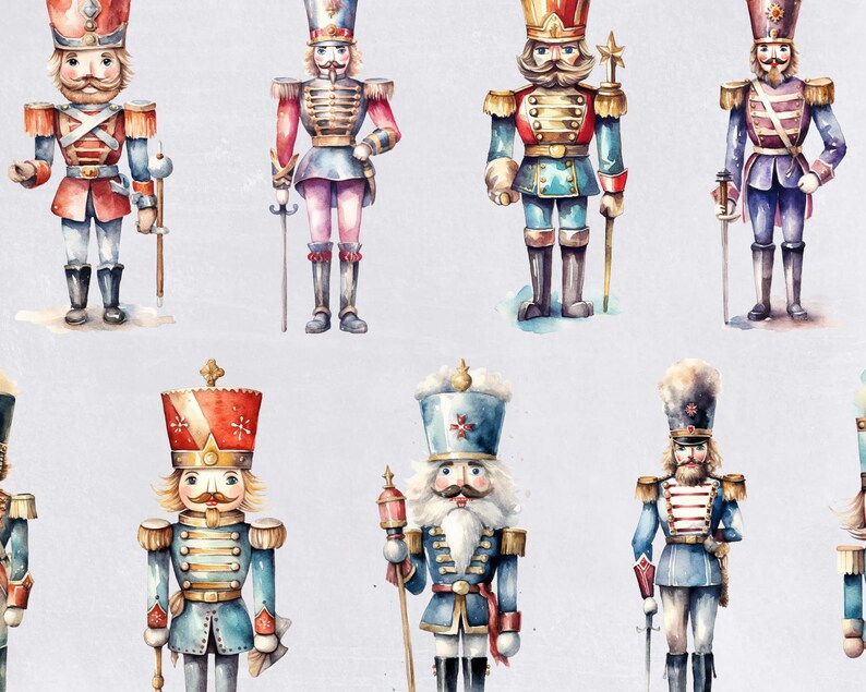 Nutcracker Clipart, Christmas Clip Art, Watercolor Winter and Holiday Clip Art for commercial use, Transparent PNGs, Instant Download image 4