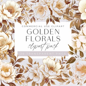 Golden Floral Clipart, Rustic Autumn Flowers, Boho Watercolor Bouquet, Commercial Use, Transparent PNGs, Fall Wedding Invitation, Terracotta
