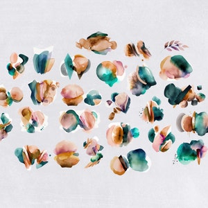 Abstract Clipart Pngs, Modern Watercolor textures, jpeg, commercial use, Abstract Bohemian Modern Collage Illustrations image 4