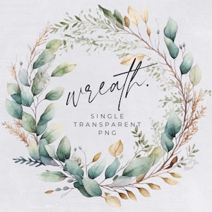 Autumn Wreath Clipart, SINGLE IMAGE, Fall Watercolor Wreaths, Half Wreath, Wedding Invitation Clip Art, Rustic Leaves, transparent png