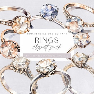 Diamanten ringen clipart, aquarel bruiloft & verloving illustraties, aanstaande bruid, toekomstige mevrouw png, huwelijk, uitnodiging, commercieel gebruik
