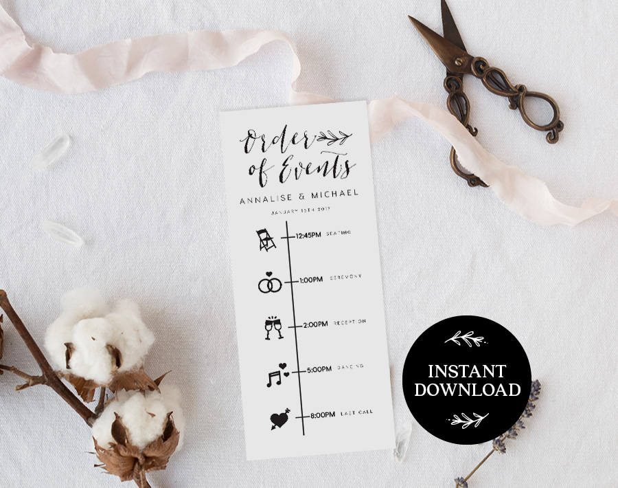 Wedding Program Timeline Editable pdf Template INSTANT Etsy