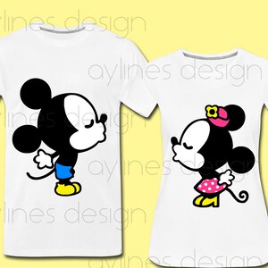 Topolino E Minnie Mouse Bacio Disney Stampa In Rosso Per I Etsy