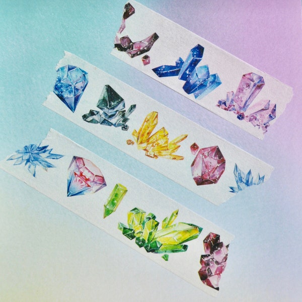 Crystal  Washi Tape // Kawaii Wide Washi Tape Gem Rock Decoden // Crystal Masking Tape